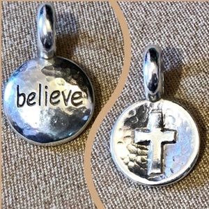 🆕 Brighton Believe Token charm Raised cross Hammered finish Engraved Retired